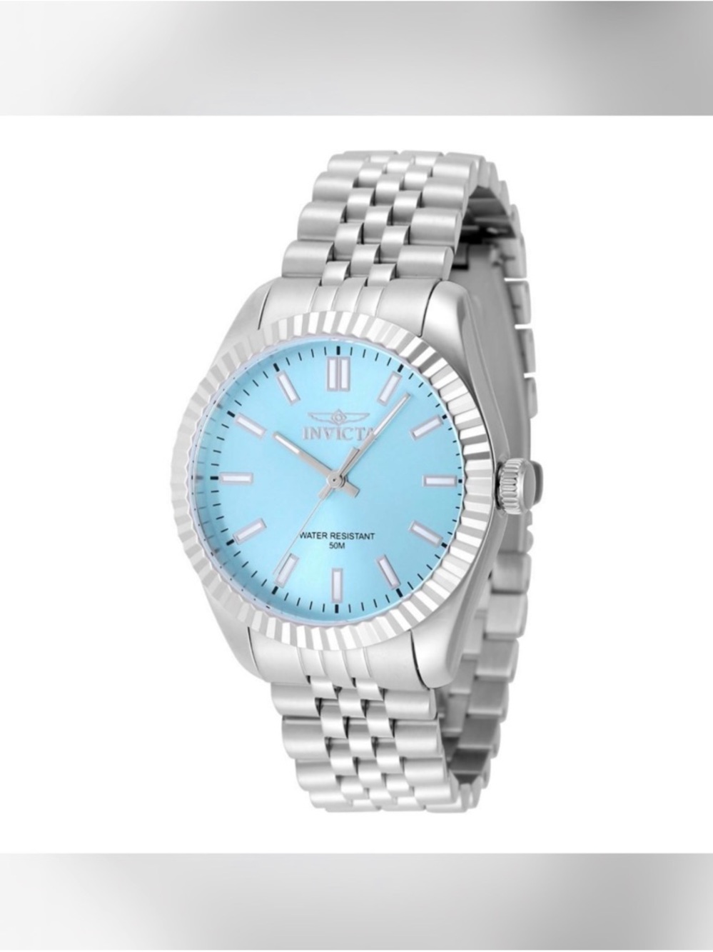 Invicta Silver Bracelet Watch with Light Blue Dial
